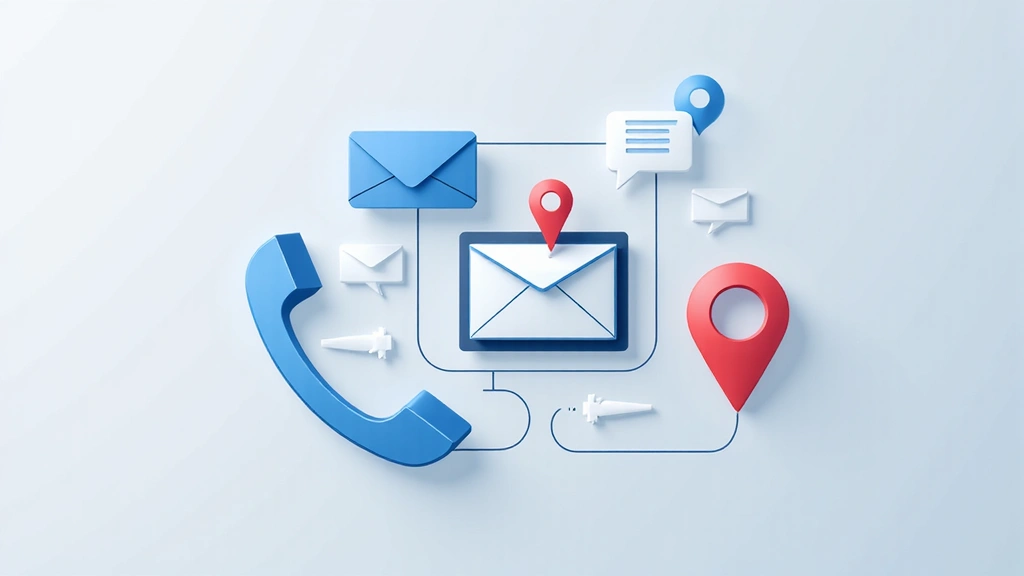 Elementos de comunicación modernos: icono de email, teléfono y pin de mapa sutil